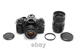 2LensN. MINT Canon A-1 Film Camera Black New FD 50mm f1.8 + 35-70mm f4 From JP