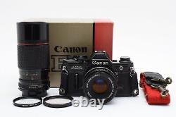 2 Lens Near Mint Box Canon AE-1 Black 35mm SLR Film Camera FD 50mm F1.8 JAPAN