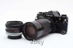 2 Lens Near Mint Box Canon AE-1 Black 35mm SLR Film Camera FD 50mm F1.8 JAPAN
