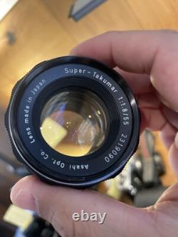 Almost Mint Pentax SL Film Camera Super Takumar 55mm F/1.8 Lens From Japan
