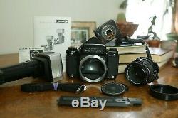 Asahi Pentax 67 6x7 Camera Kit with SMC 90mm 2.8 Lens + Flash + Extras READ