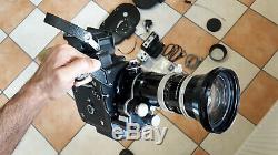 Bolex H16 Ebm Electric 16mm Film Camera Vario Switar Lens Magazines Crystal Sync