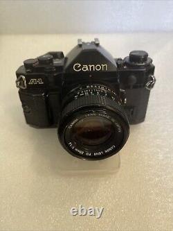 Canon A1 A-1 35mm SLR Film Camera with Canon FD 50mm f1.4 Lens Tested