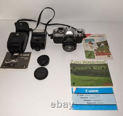 Canon AE-1 35mm SLR Film Camera with 50mm f/1.8 FD Lens, VTG Strap and more-read