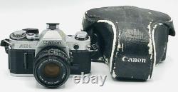 Canon AE-1 35mm SLR Film Camera with Canon 50mm f/1.8 FD Lens-Tested With Case
