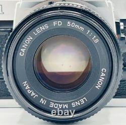 Canon AE-1 35mm SLR Film Camera with Canon 50mm f/1.8 FD Lens-Tested With Case