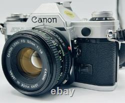 Canon AE-1 35mm SLR Film Camera with Canon 50mm f/1.8 FD Lens-Tested With Case