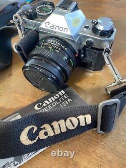 Canon AE-1 Program 35mm SLR Film Camera 50MM & 135MM Lens Flash Bag Instructions