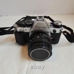 Canon AE-1 Program Black Film Camera FD NFD 50mm 1.4 Lens From JAPAN Great Cond