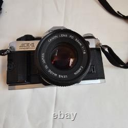 Canon AE-1 Program Black Film Camera FD NFD 50mm 1.4 Lens From JAPAN Great Cond