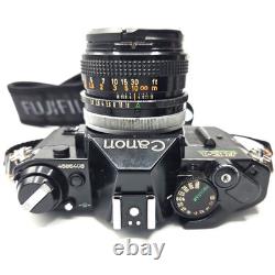 Canon AE-1 Program Black SLR Film Camera with Canon 50mm f/1.8 Lens, Tested