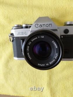 Canon AE-1 Silver SLR Film Camera with FD 50mm f/1.8 Lens