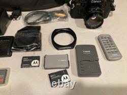 Canon A-1 35mm SLR Film Camera Black with 2X Lens, Bag, Flash & Accessories