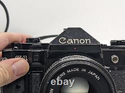 Canon A-1 w Canon FD 50mm 1.8 Lens 35mm Film Camera Tested, Working, Read