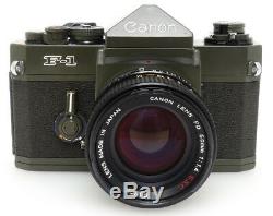 Canon F-1 Olive Drab 35mm SLR Film Camera + FD 50mm F1.4 S. S. C. Lens
