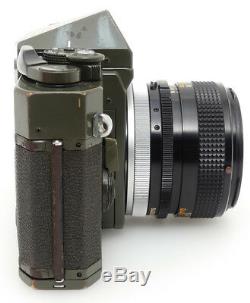 Canon F-1 Olive Drab 35mm SLR Film Camera + FD 50mm F1.4 S. S. C. Lens