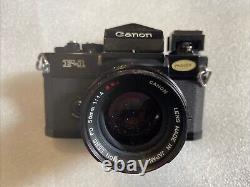 Canon F-1 SLR 35mm Film Camera withFD 50mm 1.4 Lens and Canon Speed Finder Tested