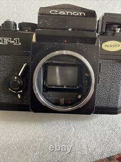 Canon F-1 SLR 35mm Film Camera withFD 50mm 1.4 Lens and Canon Speed Finder Tested
