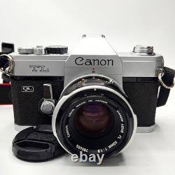 Canon TL QL 35mm SLR Film Camera with Canon FL 50mm f/1.8 Lens- Tested & Working