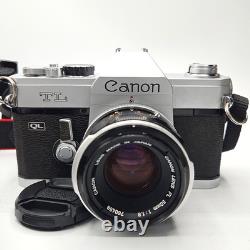 Canon TL QL 35mm SLR Film Camera with Canon FL 50mm f/1.8 Lens- Tested & Working