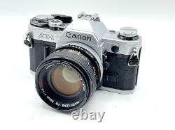 Chrome Canon AE-1 + Canon 50mm f/1.4 SSC Lens Manual Film Camera Kit -Very Good
