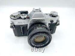 Chrome Canon AE-1 Film Camera + 50mm Lens Manual Focus Camera Kit Very Good