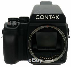 Contax 645 Medium Format + Planar 80mm F2 T Lens. MFB-1A 120/220. Hood. Strap