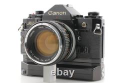 EXC+5 with Winder Canon A-1 Black 35mm Film Camera Body FD 50mm F1.4 Lens JAPAN