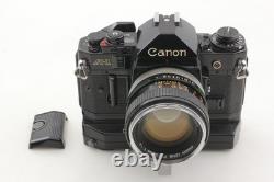 EXC+5 with Winder Canon A-1 Black 35mm Film Camera Body FD 50mm F1.4 Lens JAPAN