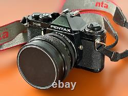 EXC+++ Pentax Black ME 35mm SLR Camera Kit with3 Lens Kit & Flash FILM TESTED
