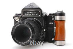 Exc Pentax 6x7 67 Medium Format Camera with Wood Grip 135mm f/4 Lens from JAPAN