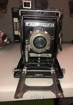 GRAFLEX SPEED GRAPHIC 4X5 Camera KODAK EKTAR F/4.7 127mm LENS Film Holders Box