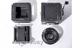 Hasselblad 500c/m Body, 80mm 2.8 Lens Carl Zeiss Planar T, A12 Filmback, & Hood