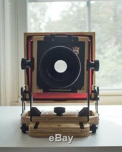 Intrepid 4x5 MkII camera, Nikkor-W 135mm 5.6 lens, fresnel, film holders, boards