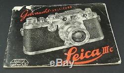 Leica IIIc Film Camera f=5cm 12 Lens + Case + Manual