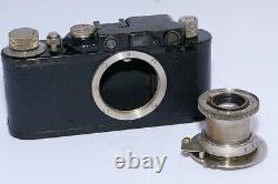 Leica II Black Paint 35mm rangefinder camera and 50mm f/3.5 Elmar lens. CLA'D