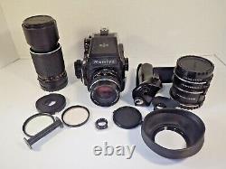 MAMIYA M645 CAMERA & SEKOR C 80mm f/2.8 LENS GRIP 210mm LENS CARRY CASE & EXTRAS