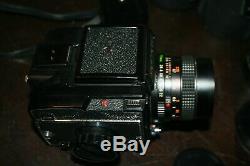 MAMIYA M645 MEDIUM FORMAT FILM CAMERA & 2.8 80mm & 2.8 45mm Lens & Cover & Grip