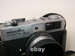 MINOLTA HI-MATIC 7SII 35MM FILM CAMERA WithROKKOR 40MM f11.7 LENS CASE & 2 FILTER