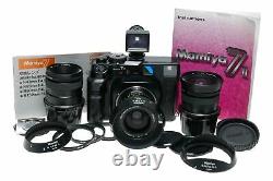 Mamiya 7II rangefinder 3 lens camera set 50, 65, 80mm finder hoods manual