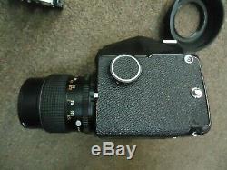 Mamiya M645J, 55mm F2.8 camera with lens, filter, 2 film inserts