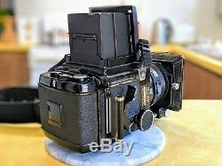 Mamiya rb67 Bundle 90mm Lens + 120 & Polaroid backs + Bag + WLF + Flash Wires