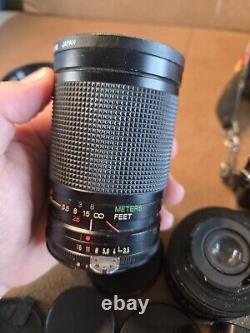 Minolta XG7 SLR Film Camera With 4 Lenses, UN TESTED, READ DESCRIPTION