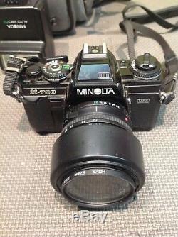 Minolta X-700 SLR Film Camera + Flash + Lenses And Carrying Case
