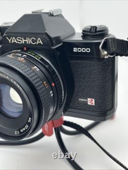 Mint -YASHICA FX-3 super 2000 35mm Film Camera w Lens Flash TESTED/WORKS