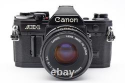 NEAR MINT Canon AE-1 Black 35mm Film Camera FD 50mm F/1.8 S. C Lens Japan