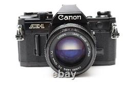 NEAR MINT Canon AE-1 Black 35mm Film Camera New FD 50mm f1.4 Lens From Japan