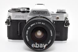 NEAR MINT Canon AE-1 Silver 35mm Film Camera FD 28mm F/2.8 Lens From Japan