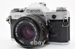 NEAR MINT Canon AE-1 Silver 35mm Film Camera New FD NFD 50mm F/1.8 Lens Japan