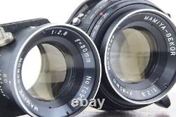 NEAR MINT- MAMIYA C220 Pro + 80mm f/2.8 Blue Dot Lens TLR Film Camera